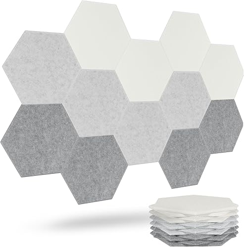 Paneles de pared, paquete de 12 paneles acústicos grandes para decoración de pared interior de 14 x 12 x 0.4 pulgadas, paneles de pared