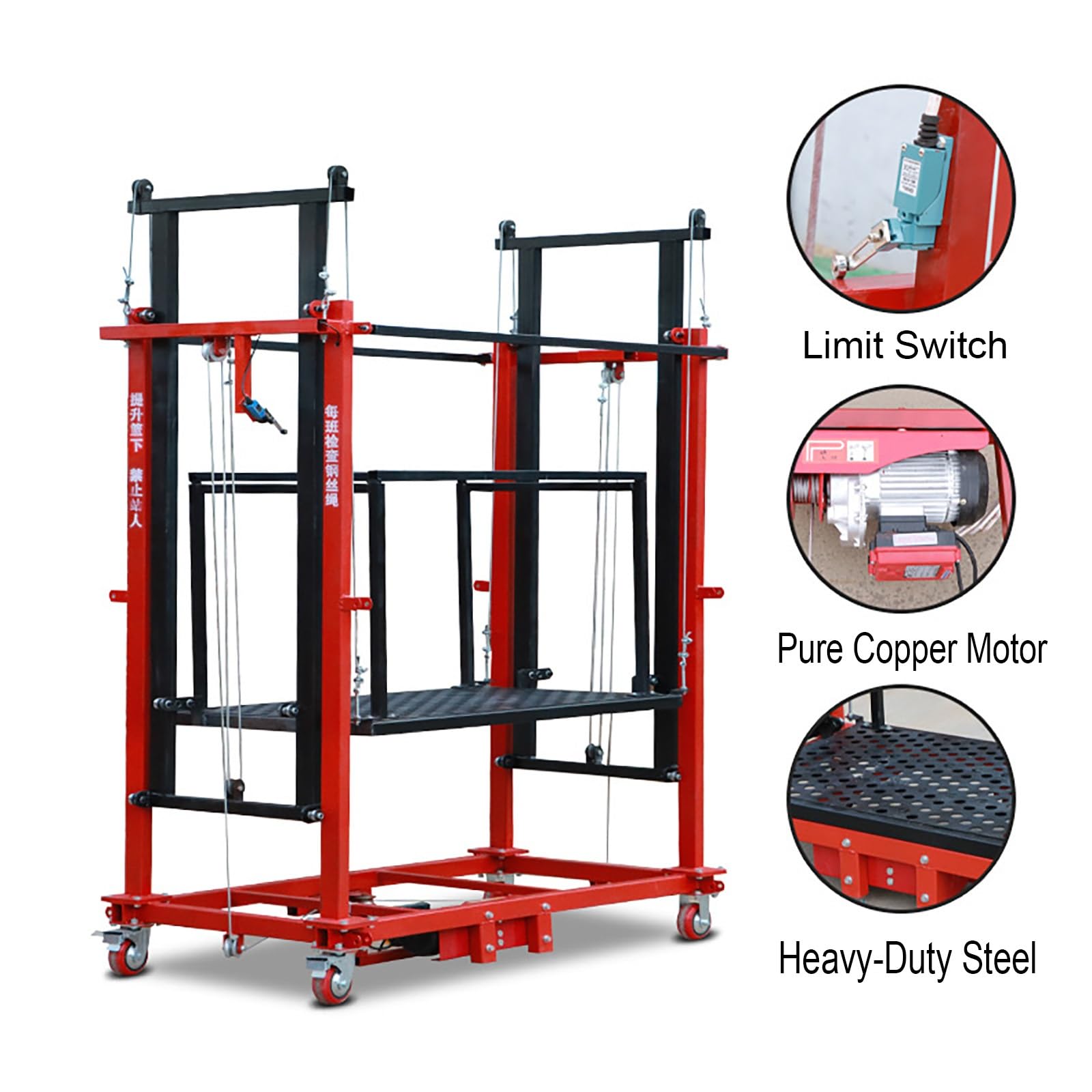Ponteggio elettrico con telecomando, scala pieghevole, carico massimo 399,2 kg, ideale per uso intensivo