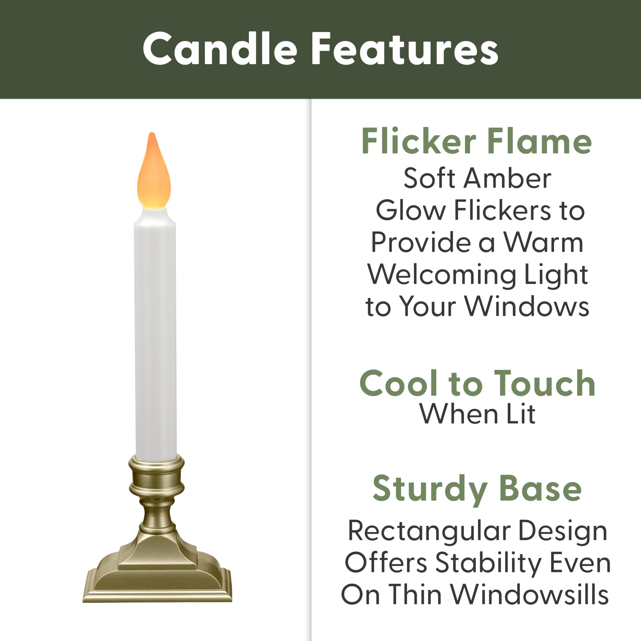612 Vermont - Velas de Ventana con luz de ámbar Parpadeante, Temporizador automático, Funciona con Pilas