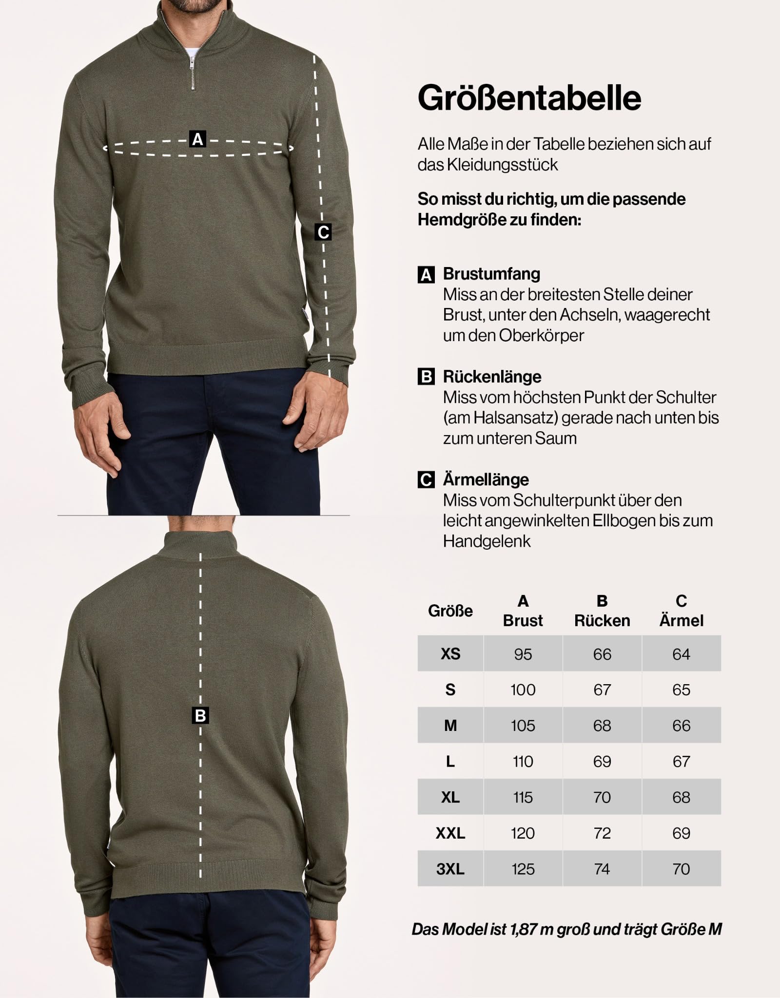 Lindbergh Rollkragenpullover Herren mit Reißverschluss | Strickpullover Zip Herren Relaxed Fit mit hohem Kragen & feinem Rippstrick | Weich & körperbetont | Größe S-3XL