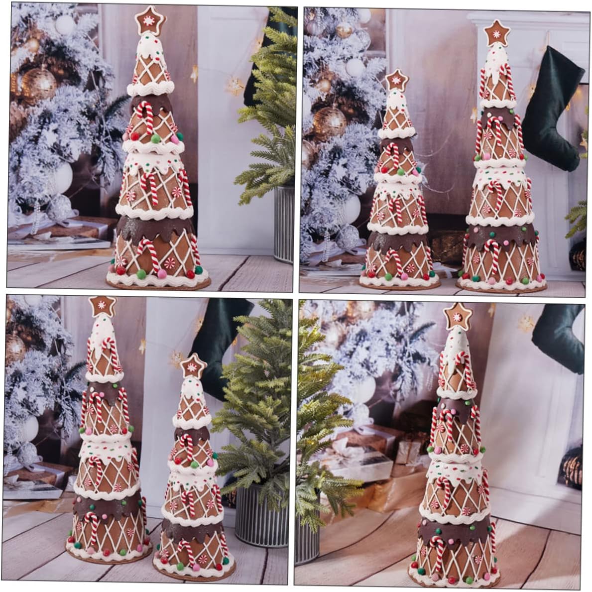 Christmas Tree Figurine Candy Shape Decor Lifelike Ornament for Home Tabletop and Holiday Scenes for Family and Friends