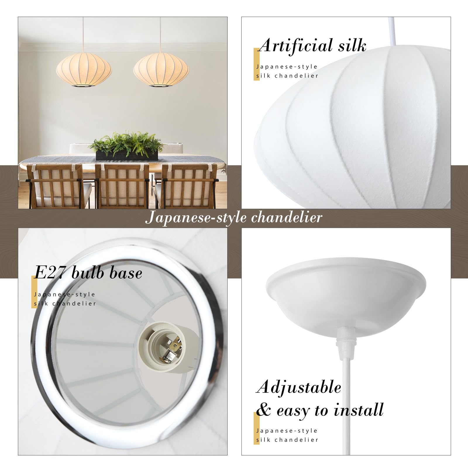 Lampenschirm hängelampe,40cm Wabi Sabi Boho Pendelleuchte | Weiße Imitation Seide lampenschirm,Laterne japandi lampe,Für Wohnzimmer Esszimmer Schlafzimmer Und Flur