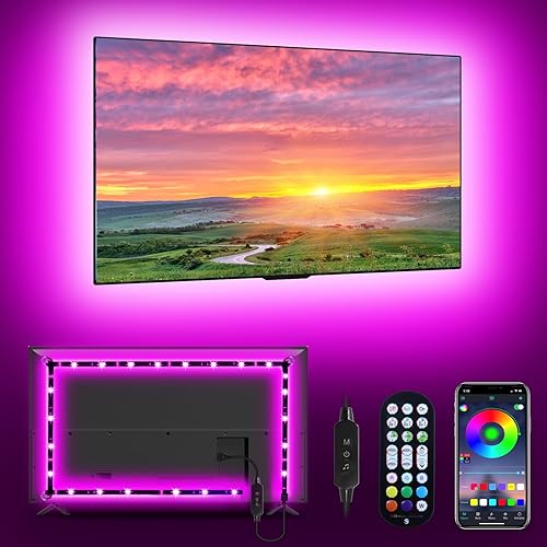 MATICOD Led Lights for TV, 9.84ft RGB Led Strip Lights TV Led Backlight TV Lights Behind 32-43 in TV, Bluetooth APP Remote Control Music Sync Light Strip Led Lights for Bedroom
