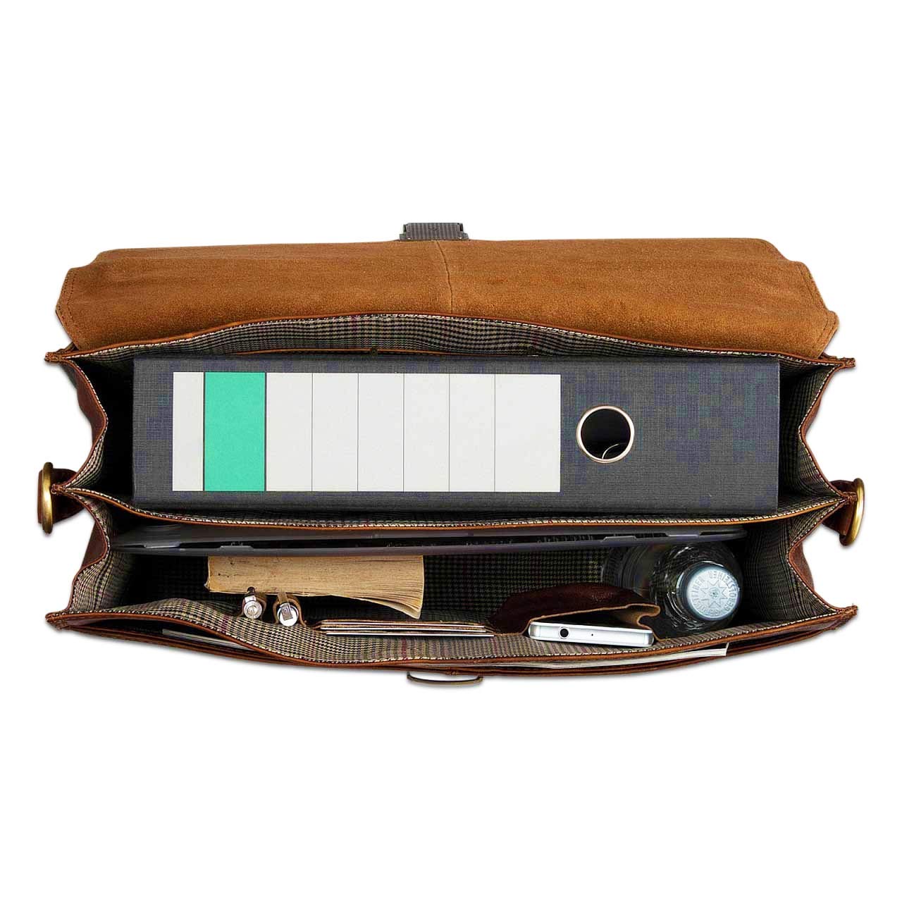STILORD Vintage Aktentasche Herren Büro Business Schultertasche Laptoptasche mit Schloss groß echtes Rinds-Leder braun