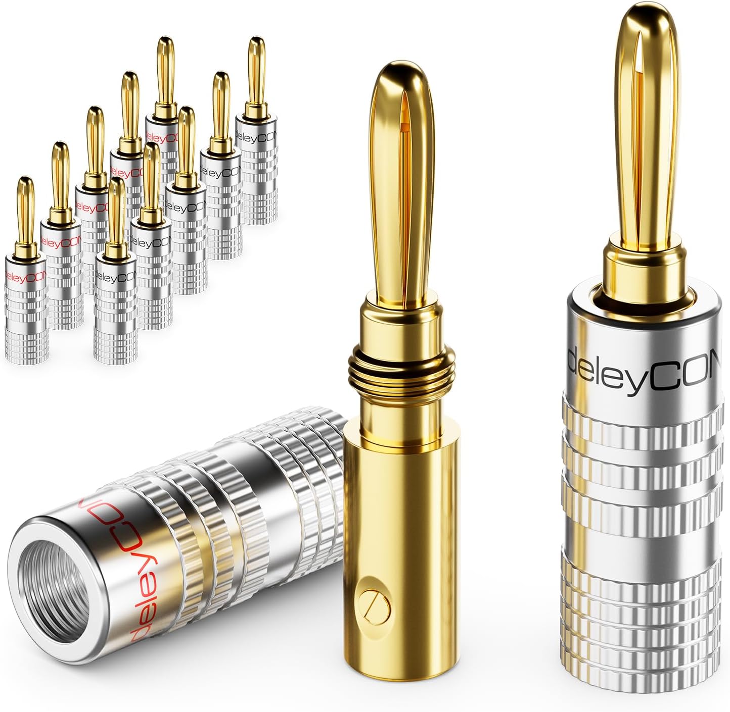 Monosaudio Bananenstecker 8 Stück - Vergoldete HiFi Stecker Für Lautsprecherkabel