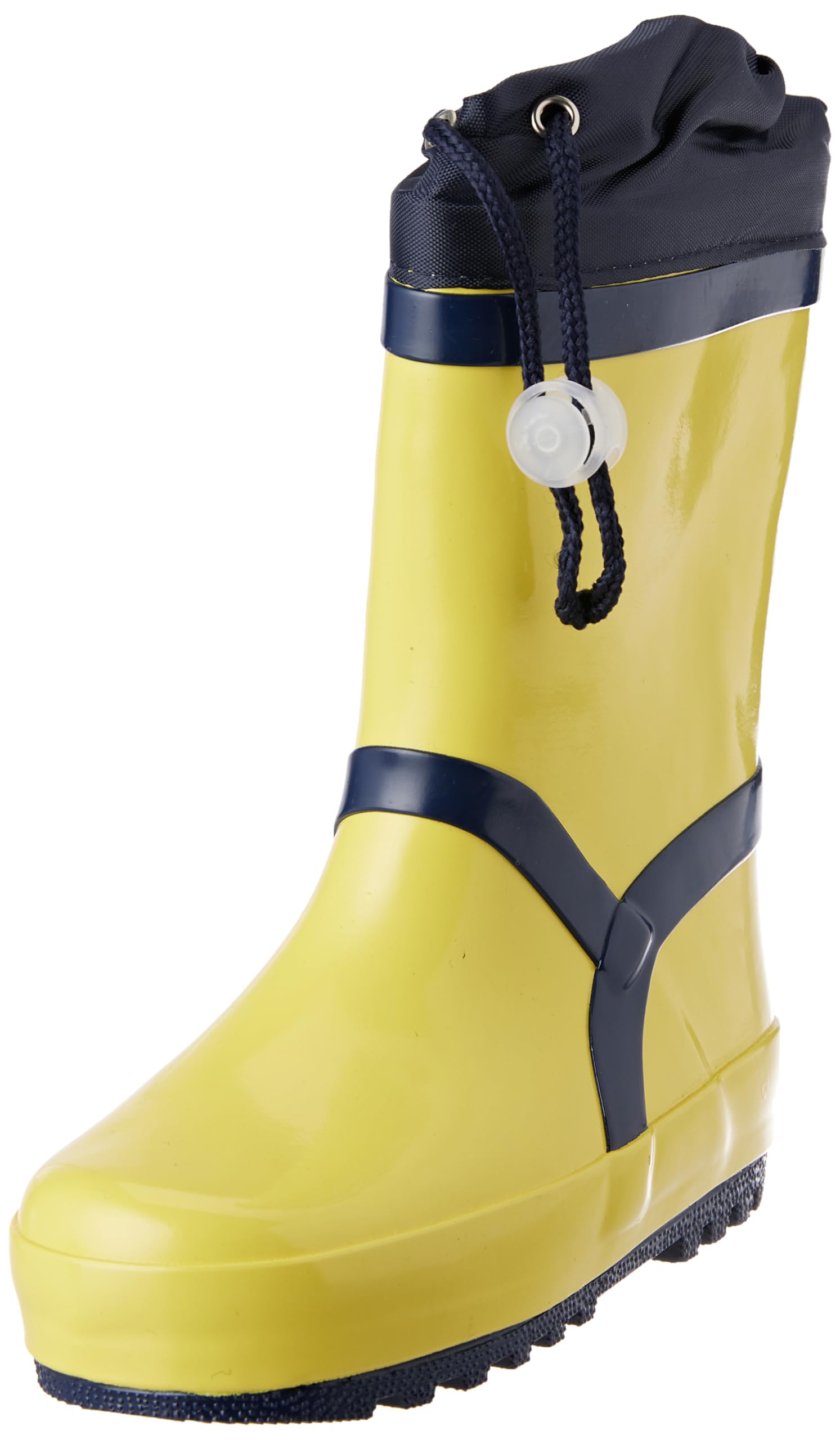 Playshoes Unisex Children's Natural Rubber Lined Wellington Boots, Yellow Navy, 10.5 UK Child