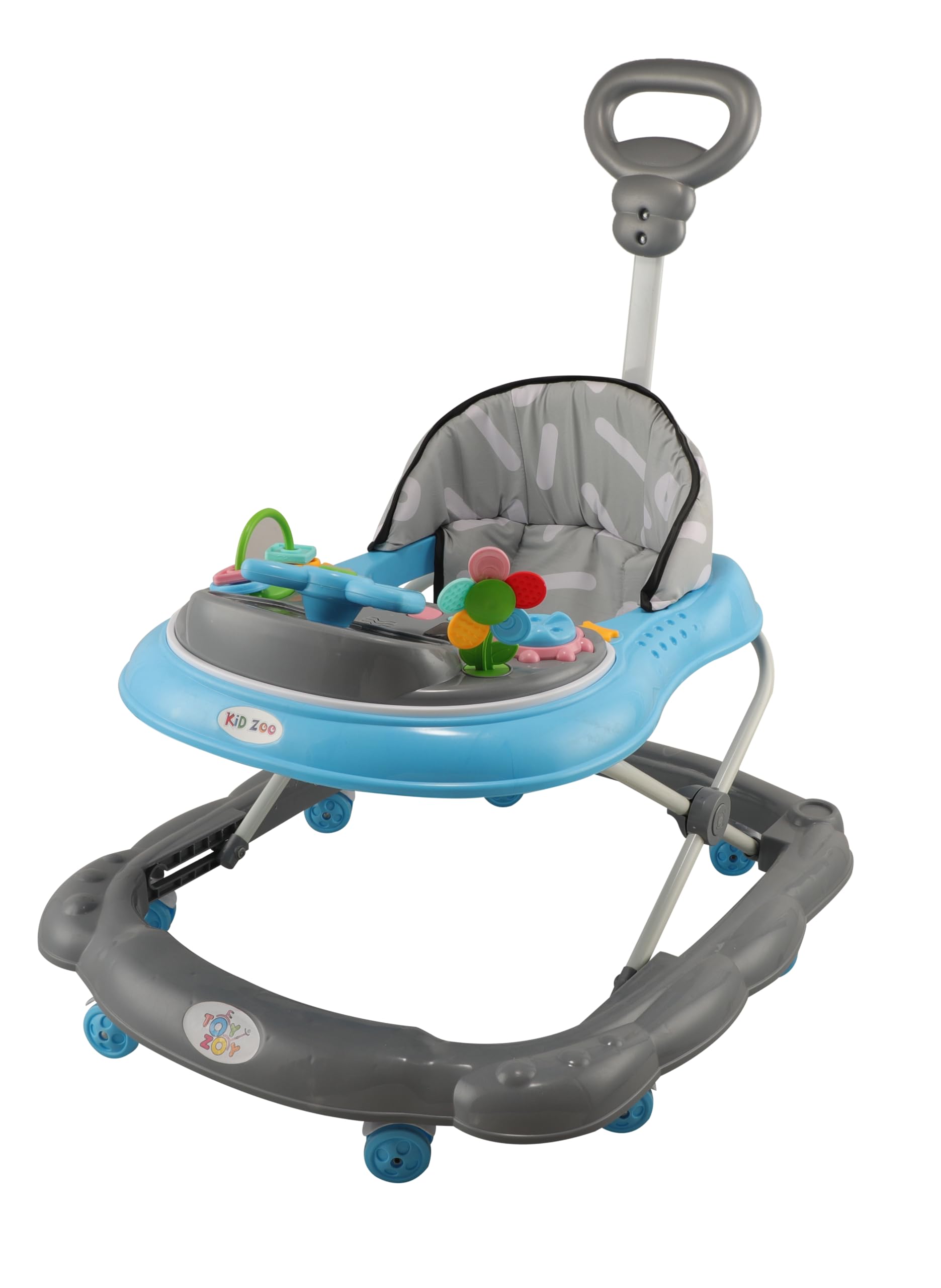 JoyRide Kidzoo BabyGo Musical mini Explorer Walker Compact Foldable Activity Walker with Adjustable Height & Parental Handle for Boys|Girls Age 6+ Months Blue