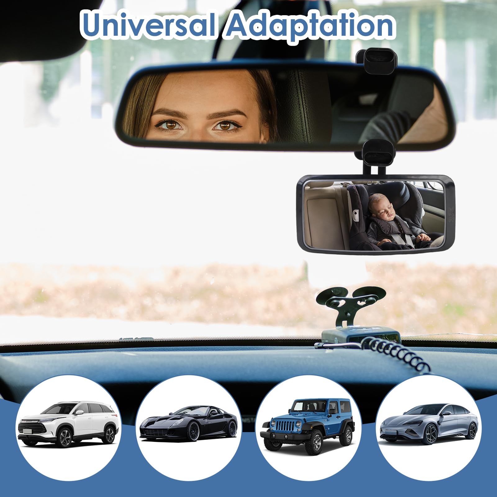 Espejo Coche Bebé, Espejo Retrovisor Bebé Giratorio 360° Con Instalación Sencilla, Espejo Para Coche Bebé Seguro Y Ajustable, Espejo Bebé Coche Para Asiento Trasero