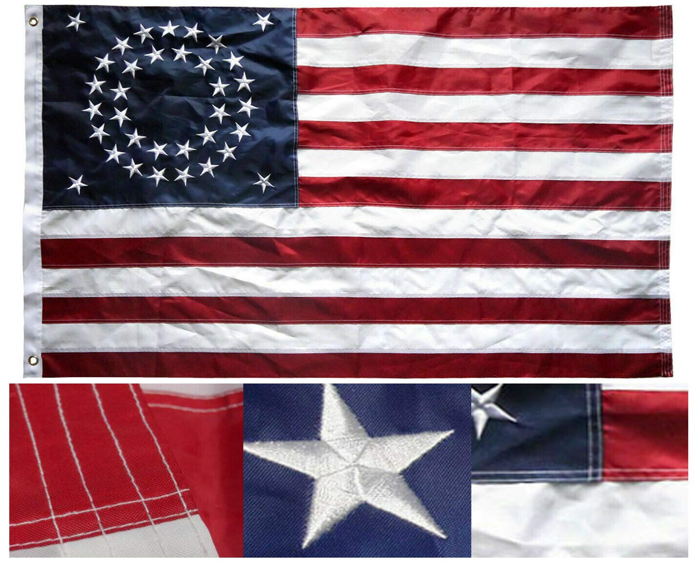 Snapklik.com : BD1 3x5 Ft 35 Stars Union Flag Embroidered Nylon US Civil War  Historical USA, image size:1428x1156