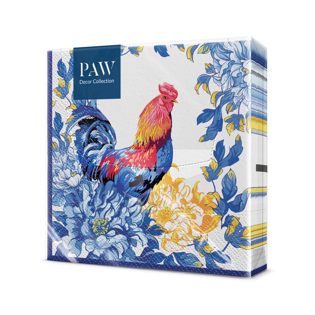 PAW - Napkins 3-Ply (33 x 33 cm) I 20 Pieces I Perfect for Birthdays, Parties, Weddings, Communion and Celebrations I Paper Napkins Bunt - Hahn, Easter I Rustic Morning