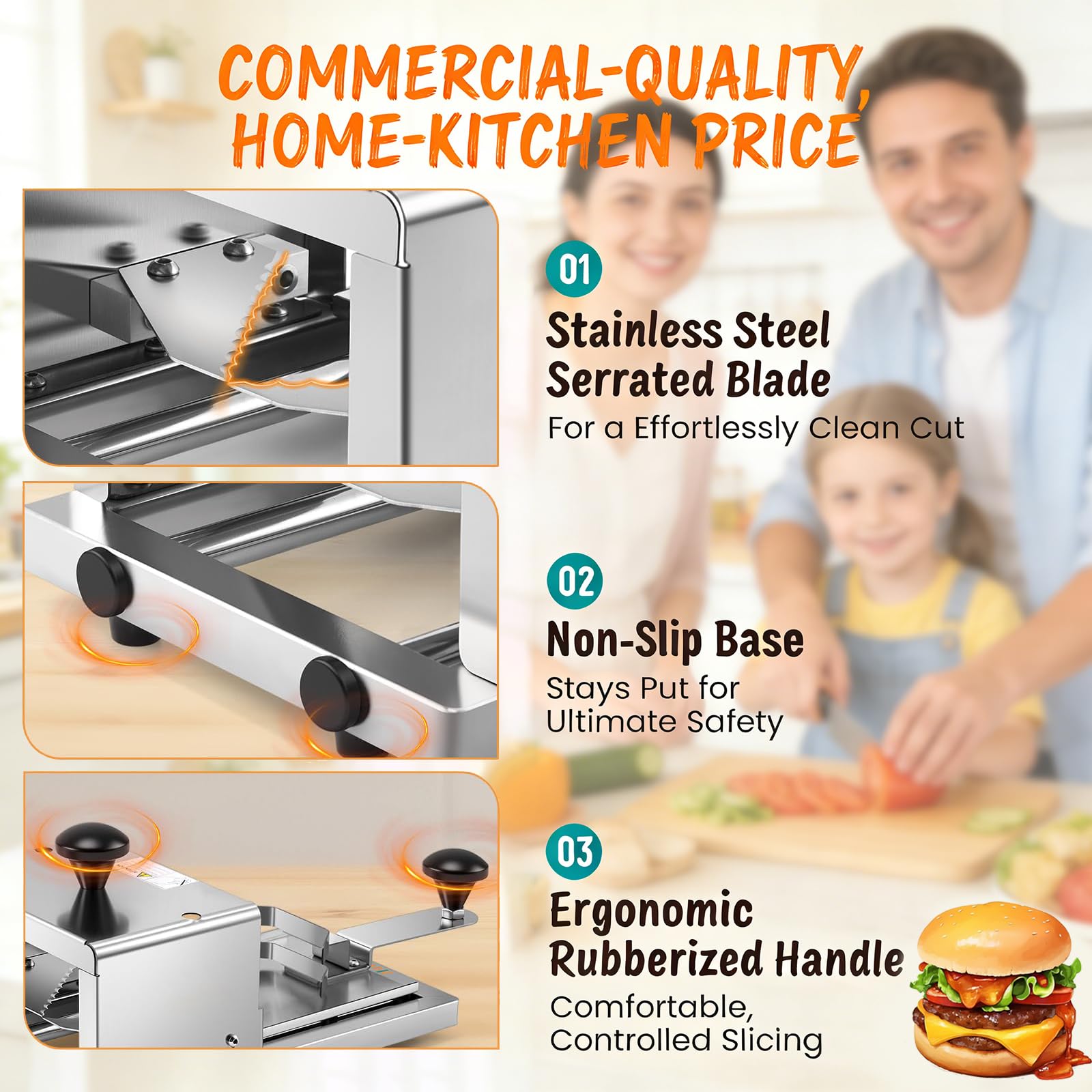 Komercyjna krajalnica do bajgli, maszyna do krojenia bułek hamburgerowych, krajalnica do chleba, gilotyna, ze stali nierdzewnej, nawet bułeczki i plastry bułek, herbata bąbelkowa, ciasto, kawa