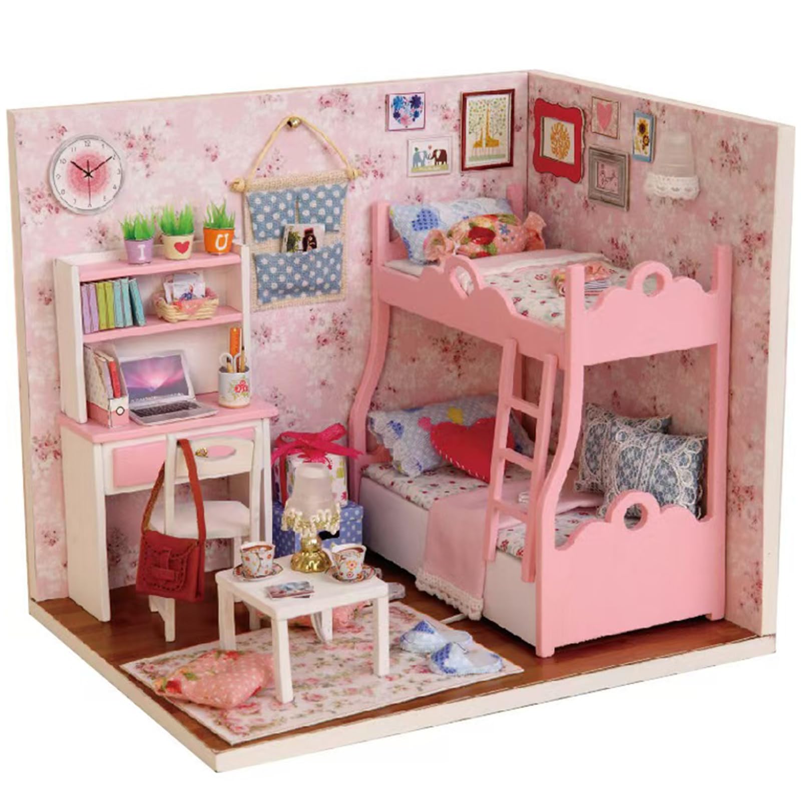 DIY Wooden Cabins Miniature Dollhouse, Building with LED, Unique Gift for Children and Teens