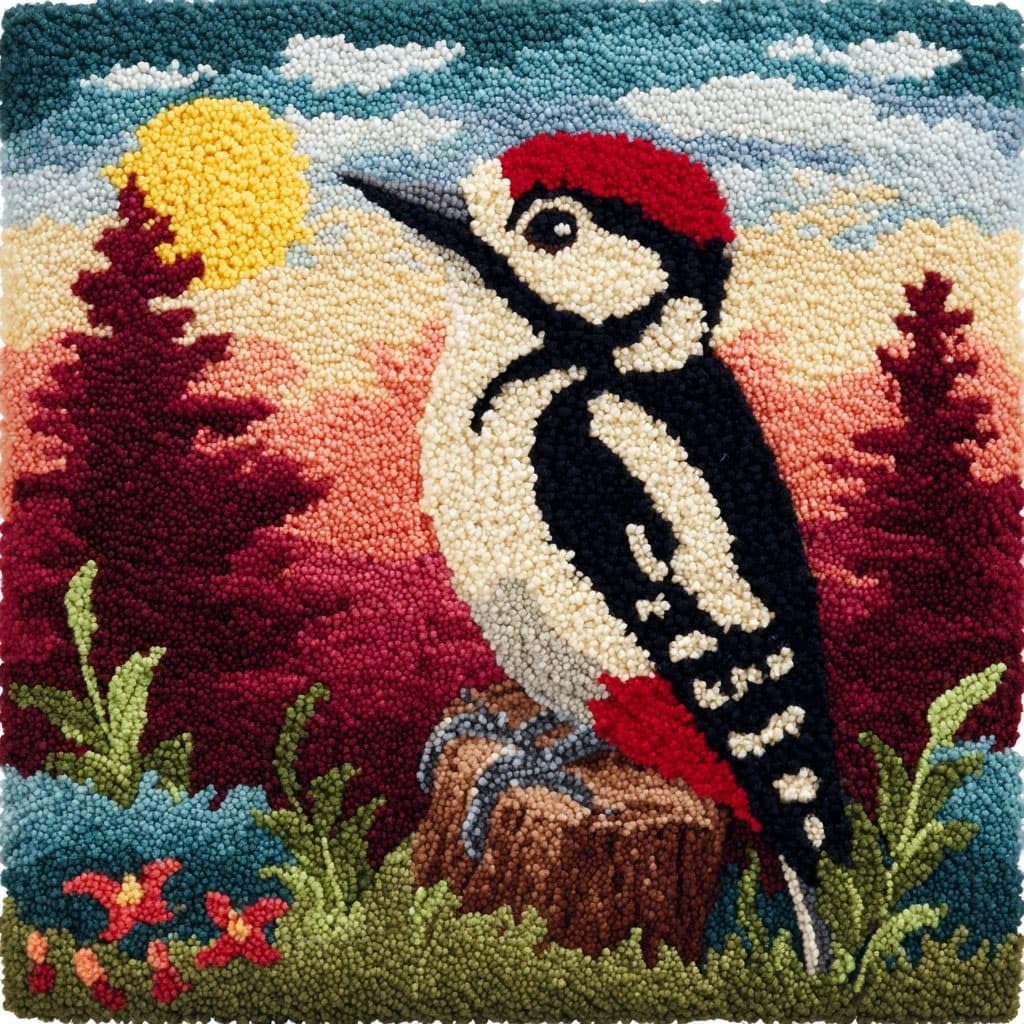 Henypt DIY Latch Hook Cushions Kits Scenery and Birds
