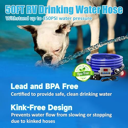 Miniatura 6 de Manguera de agua dulce para autocaravana calentada de 50 pies (actualización 2023) con sistemas de control de temperatura para mantener el agua