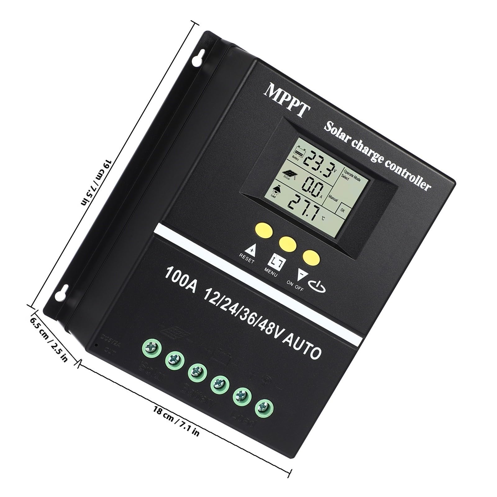 Controlador de Carga Solar Negro 100a Mppt 12v 24v 36v 48v
