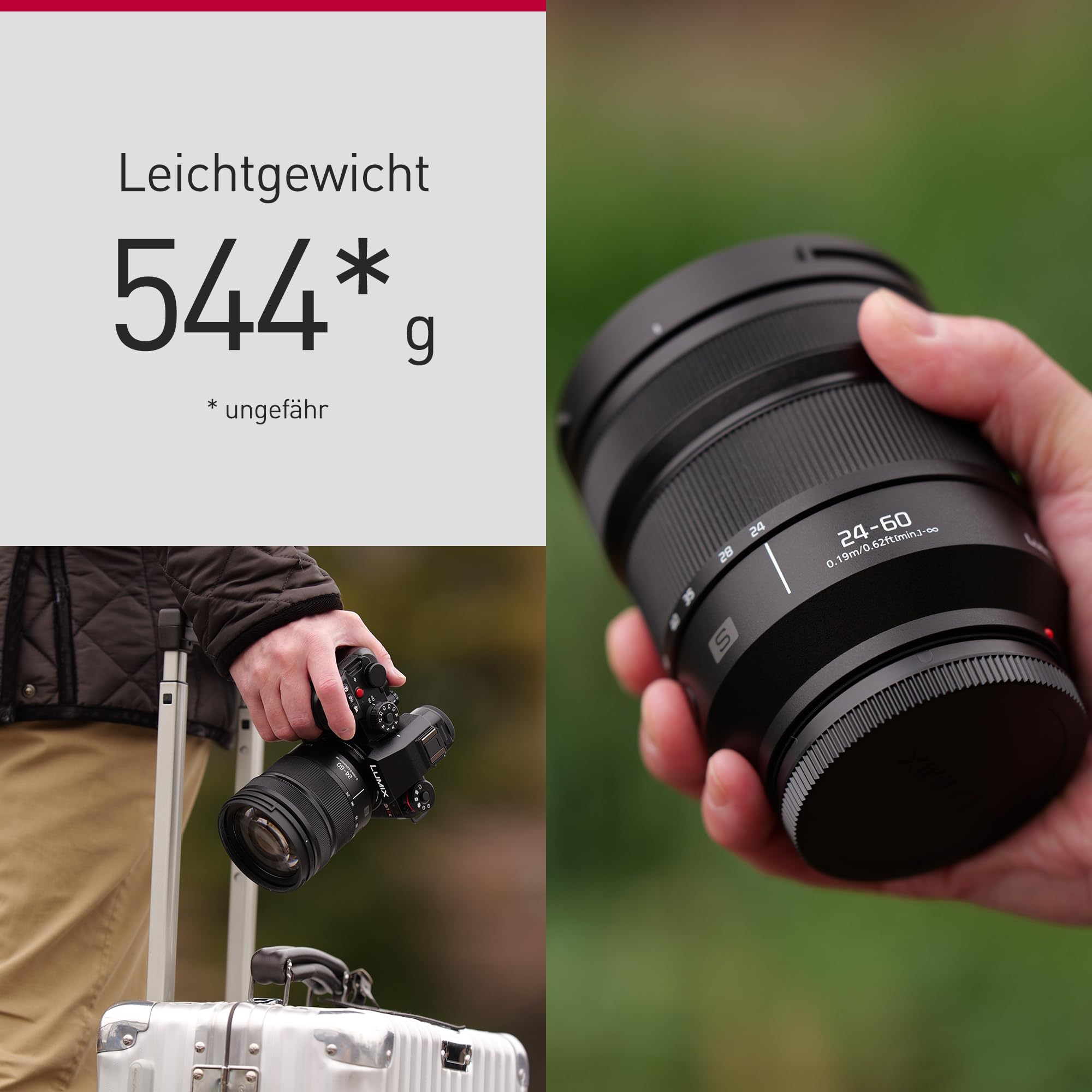 Panasonic LUMIX S 24-60mm Objektiv, L-Mount, durchgehend Blende F2.8, Objektiv für spiegellose Vollformat Kamera, Schwarz
