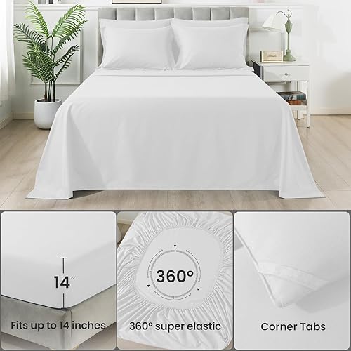 Miniatura 6 de Juego de edredón tamaño King, 7 piezas de cama en una bolsa, juegos de ropa de cama con edredón ligero acolchado suave para todas las estaciones,