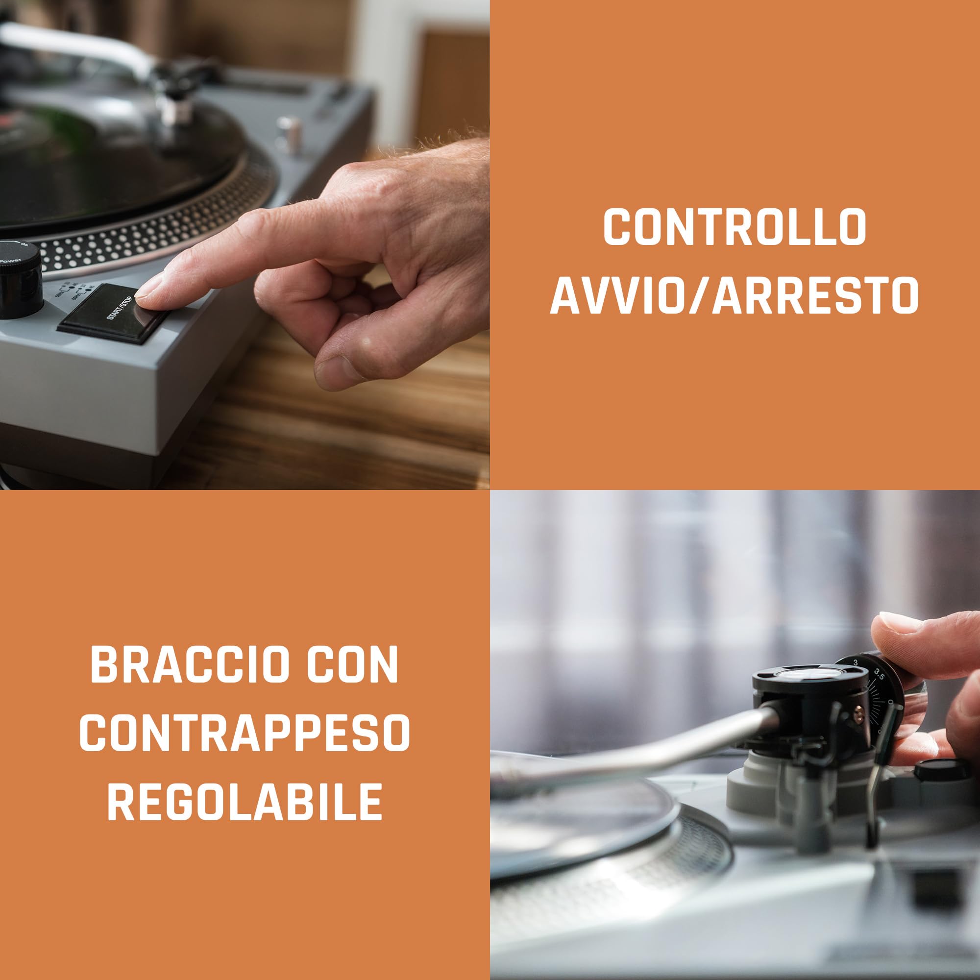Lenco L-3810 Giradischi con azionamento diretto – Giradischi DJ – 33/45 giri/min – Pitch Control – Sistema di pickup magnetico – Illuminazione ago – Pitch Control – Grigio opaco