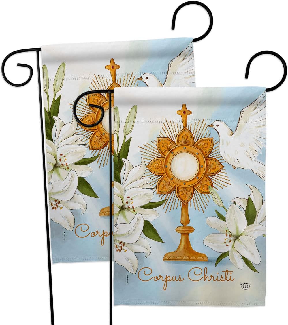 Corpus Christi Garden Flags 2pcs Pack Religious First