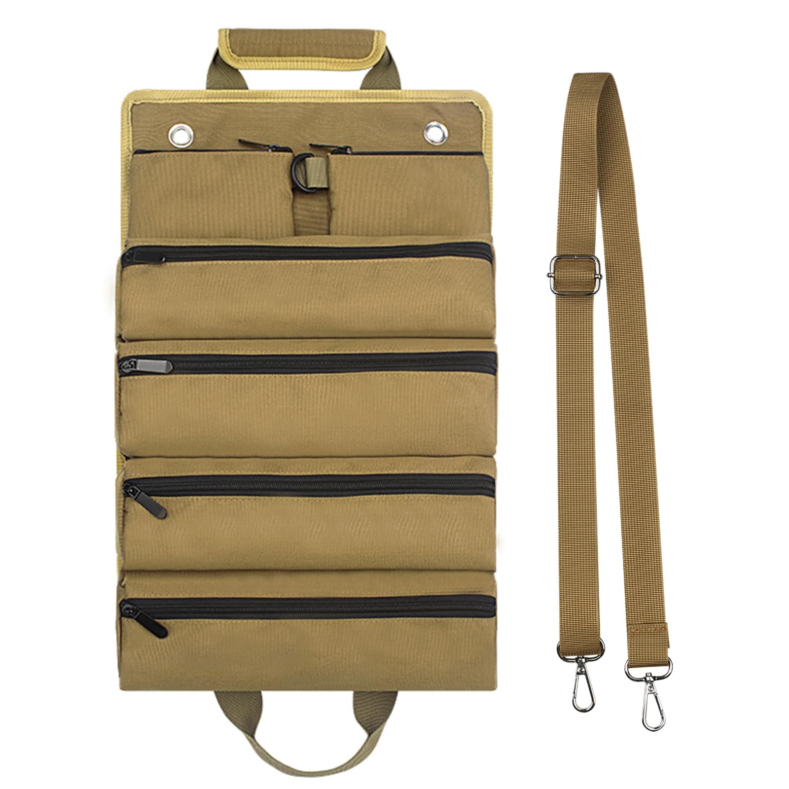 Rolling Pouch Tool Organisers Bag with 5 Zipper Pockets Bag Multifunctional Tool Storage Professional Roll Organizer Lightweight and Organizer