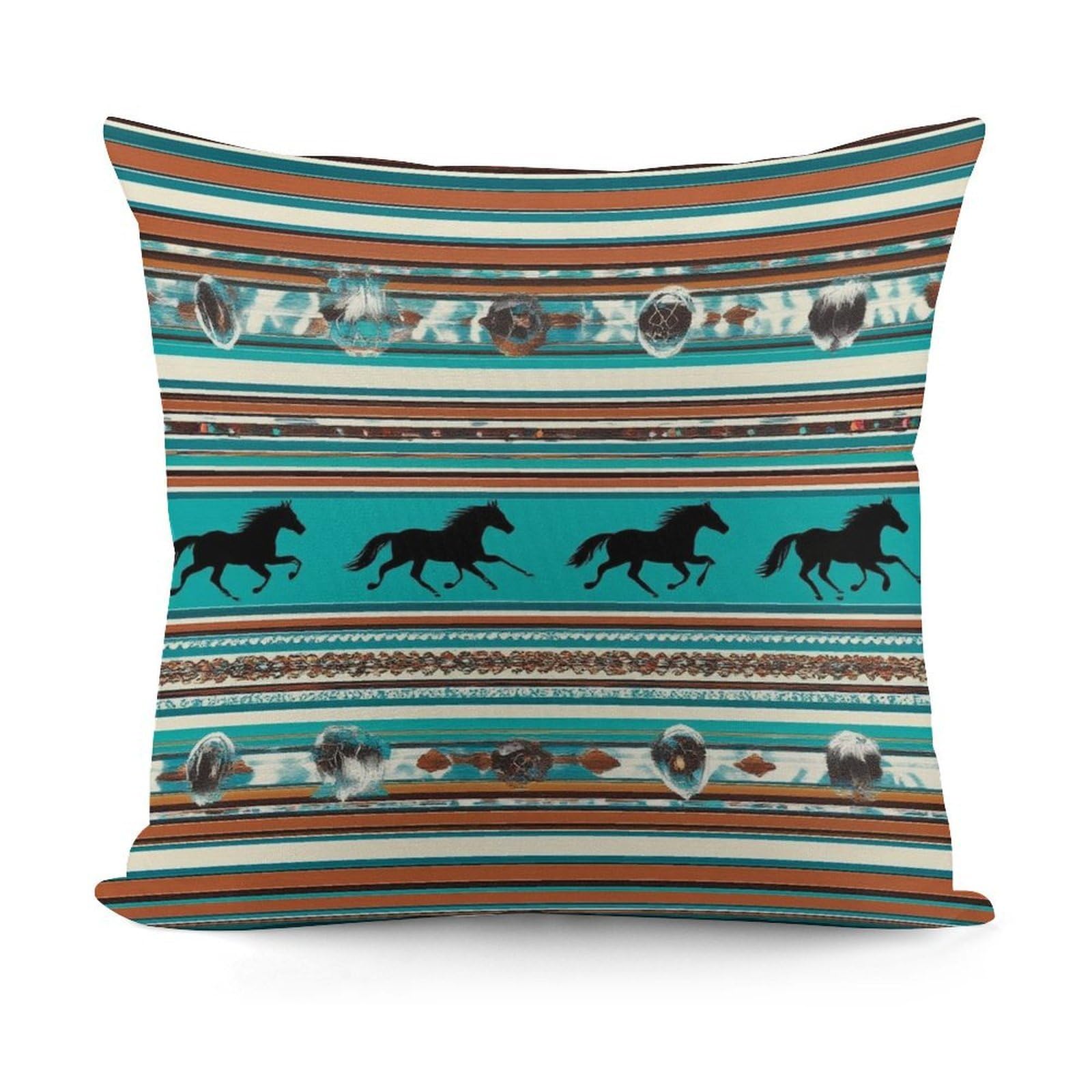 Smazdfxx Picture(713) Pattern Decorative Throw Pillow Covers For Sofa Bedroom Living Room Pillow Shell Southwest Native American Ethnic Horse Dreamcatcher Art