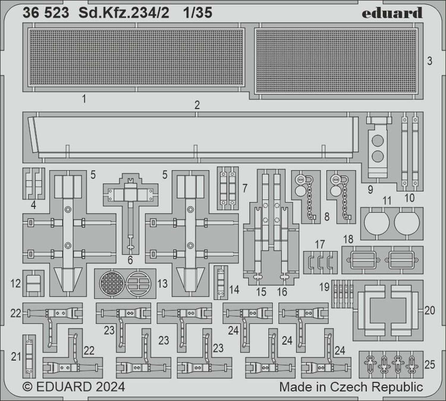 EDU36523 1/35 Sd. Kfz.234/2 Puma Etching Parts (For Mini Art) Plastic Model Parts