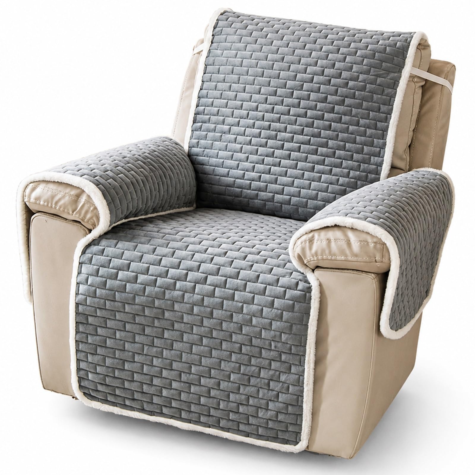 Copripoltrona Relax Reclinabile Antiscivolo, Copri Poltrona Lavabile Traspirante, Copripoltrona 1 Posto in Peluche Corto, Adatto agli Animali per Sedie a Sdraio(G-gray)