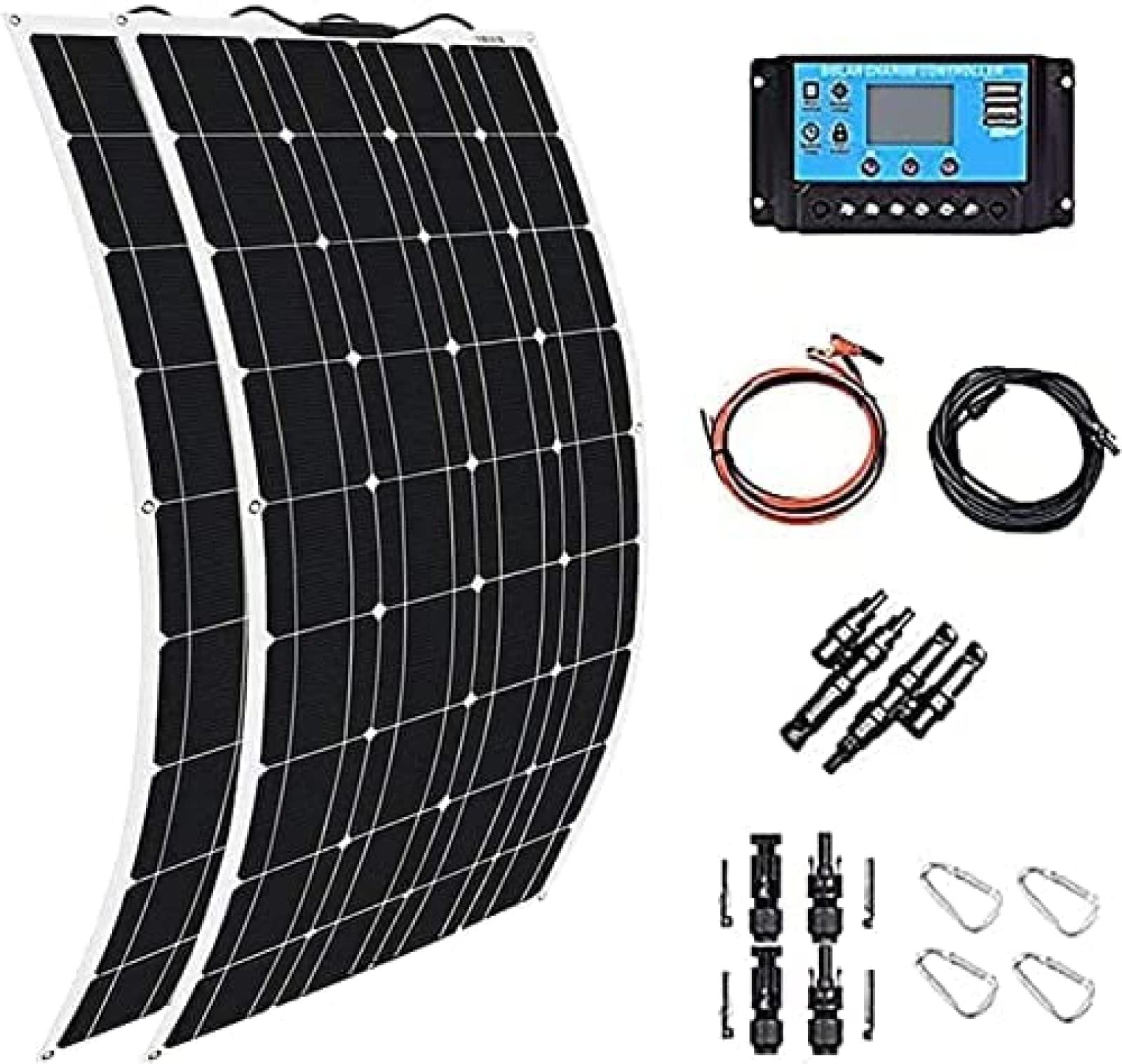 Kit pannello solare 600W 2x300W pannelli solari monocristallini per case, camper, flessibili con controller 40A