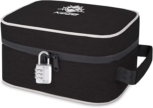 Lonchera con candado de combinación, bolsa de almacenamiento con aislamiento, cremalleras de bloqueo seguro, 7 capas de tela tejida de carbono y