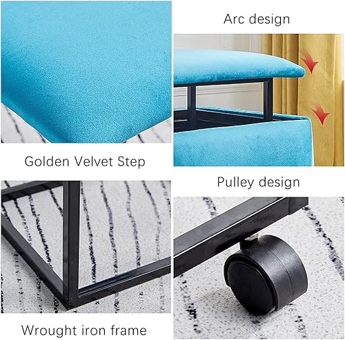 Miniatura 6 de WAYUTO Cubo de asiento 5 en 1 con ruedas giratorias, apilable para sofá, silla, taburete otomano anidable, reposapiés movible, silla de tocador para