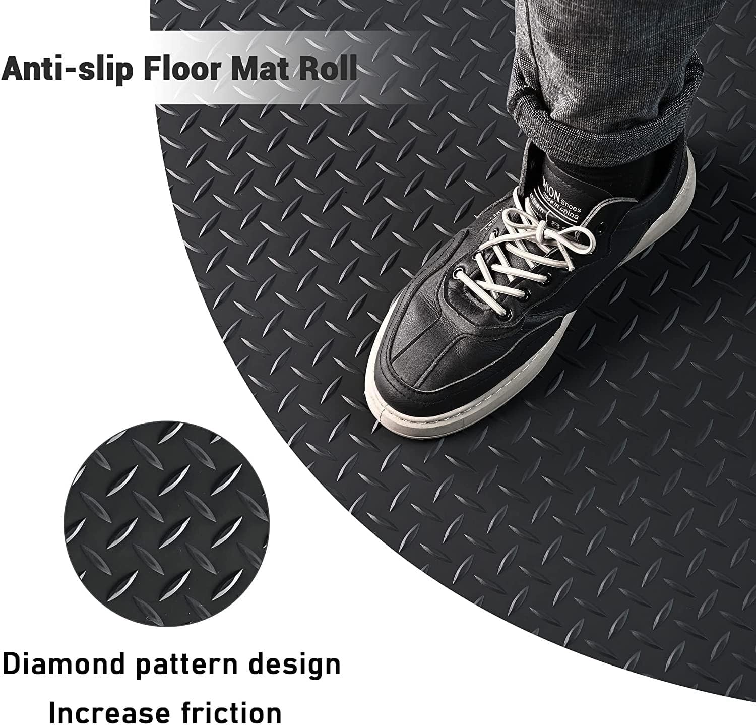 AviiSo Tappetini in Gomma di Grandi Dimensioni per Il Pavimento del Garage, 1/8" di Spessore Rotoli per Pavimenti Antiscivolo per Auto/Palestra Domestica/Cucina (Size : 150X350cm/59inX137.8in)