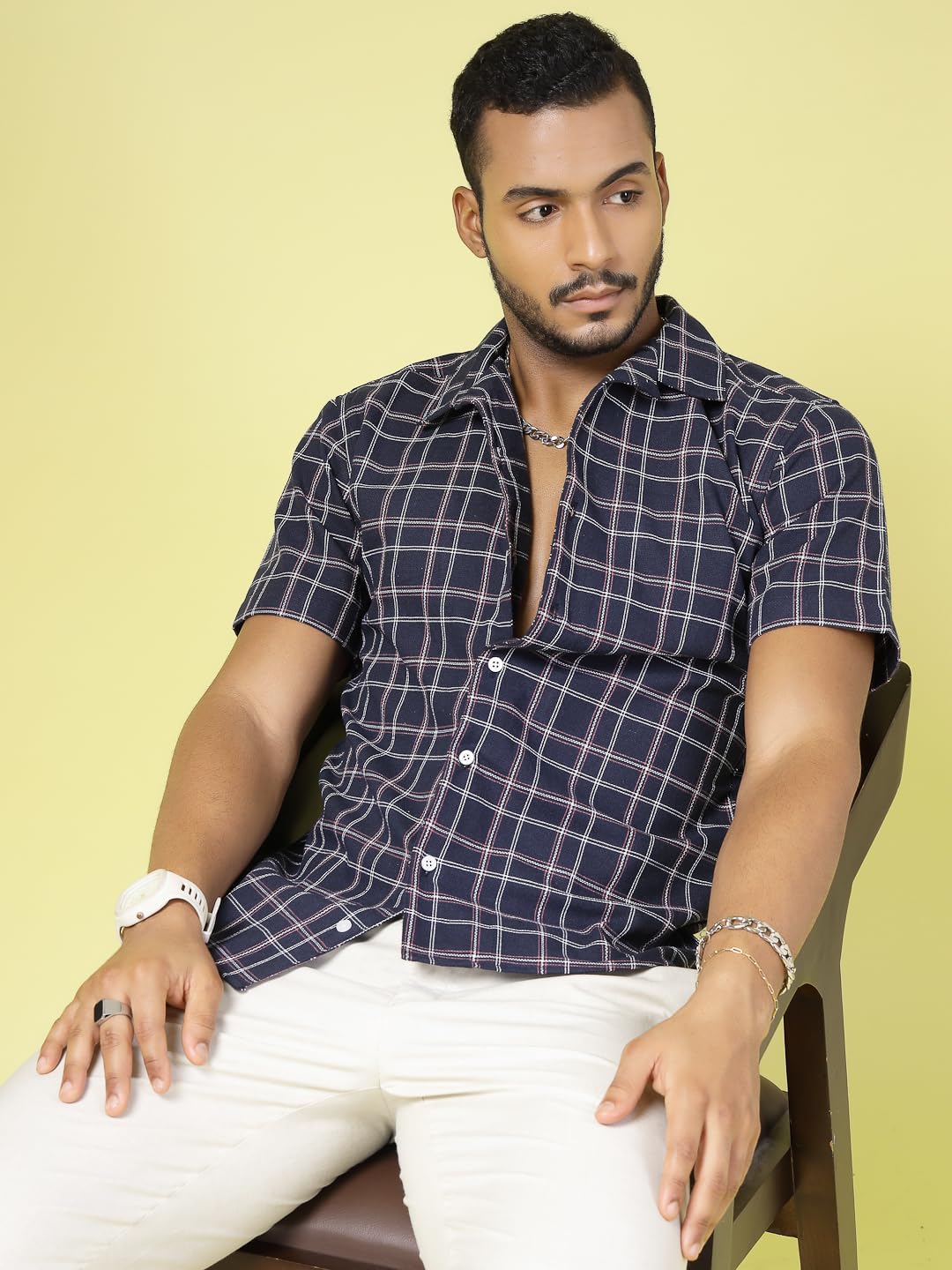 Rigo Cotton Check Shirt for Men | Soft Textured Summer Essential with Cuban Collar Shirt for Men | Half Sleeves, Slim Fit Shirt for Men offers donot miss 3 Rigo Cotton Check Shirt for Men | Soft Textured Summer Essential with Cuban Collar Shirt for Men | Half Sleeves, Slim Fit Shirt for Men offers donot miss