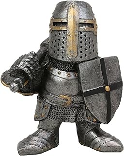 Knight Gnomes Guard Garden Gnome Ornaments Outdoor Medieval Crusader Knight Suit Statue Waterproof Resin Ornament for Yard Lawn Garden Decorations (D)