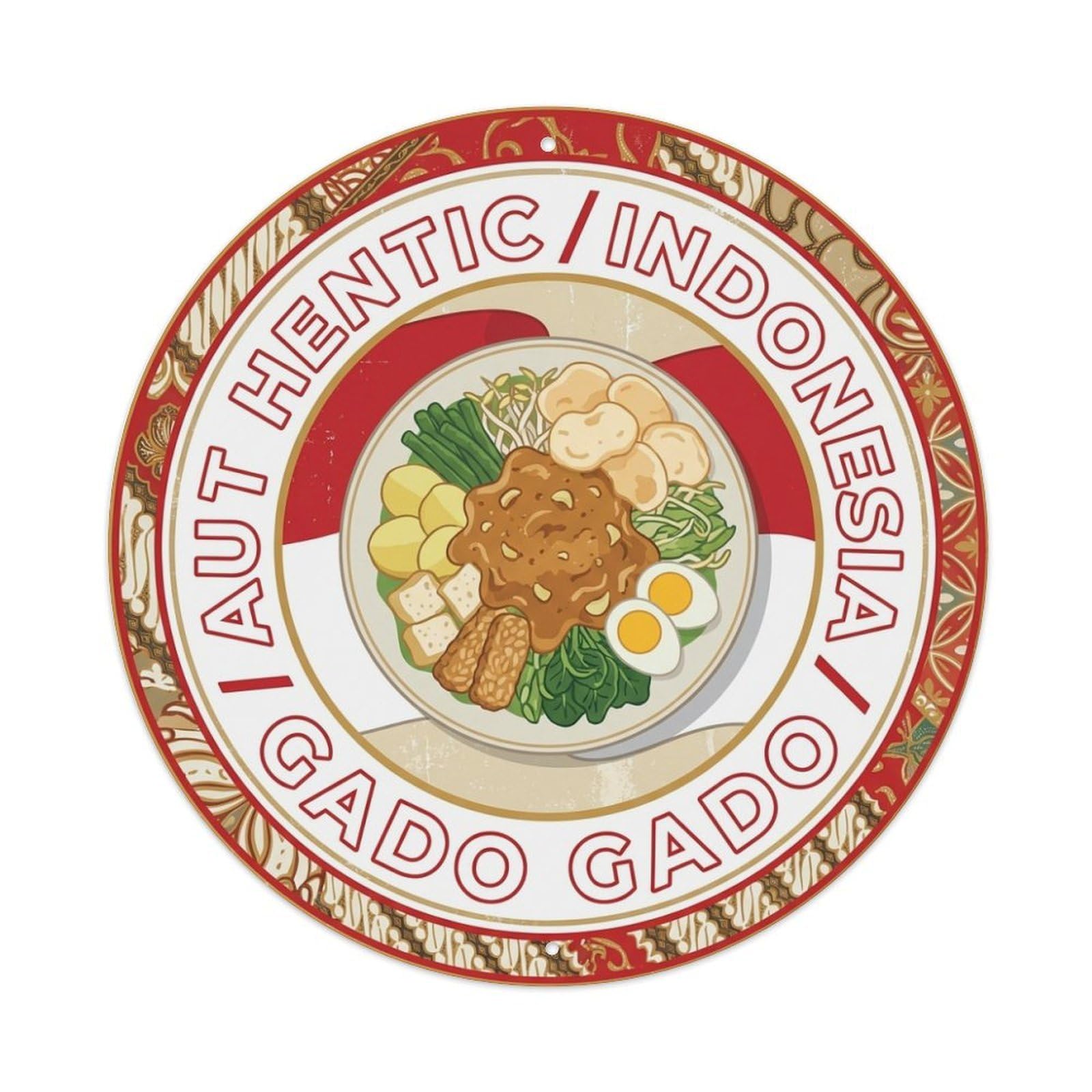 Olhnbad Style Indonesia Travel Peanut Salad Vegetable Cuisine Metal Tin Sign