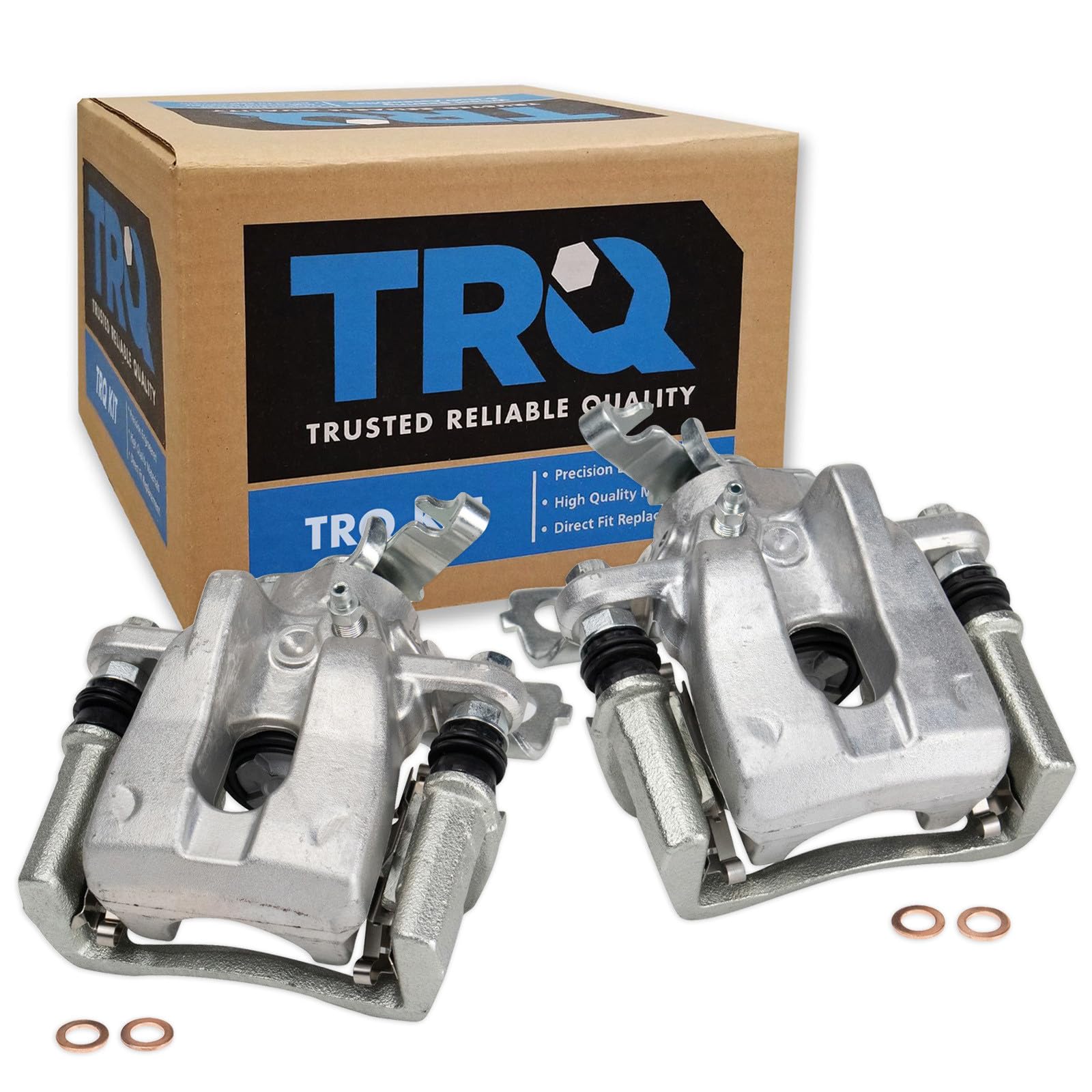 TRQ Rear Brake Caliper Set Zinc Coated Hardware