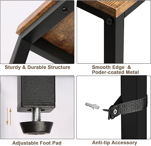 Miniatura 7 de Mesa consola estrecha, mesa de sofá de 39.4 pulgadas con estante ajustable, mesa larga delgada de 2 niveles para pasillo, entrada, sala de estar,