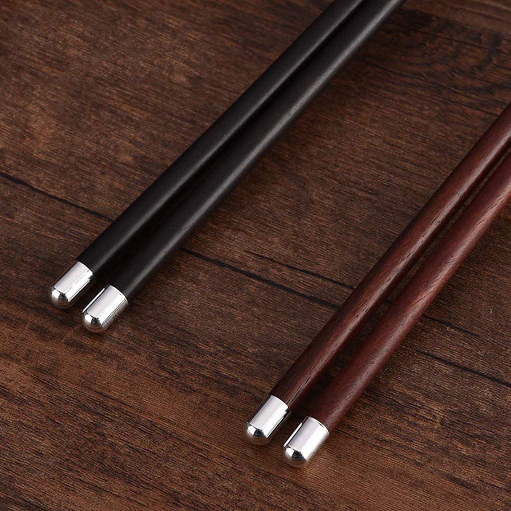 FAMMIX Palillos de madera plateados de lujo, reutilizables, de madera natural de alta calidad, aptos para lavavajillas, palillos chinos japoneses antideslizantes para fideos de arroz de sushi, color