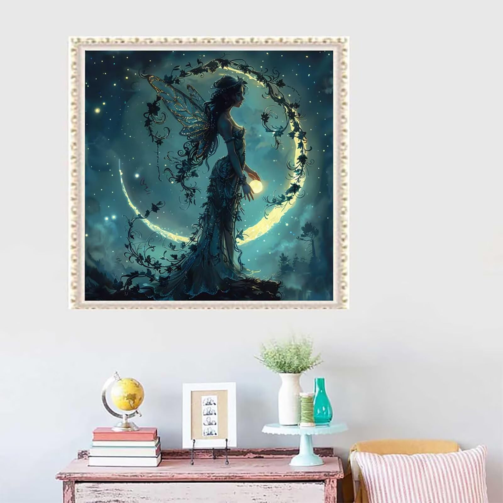5D Diament Malarstwo Kobieta Numer Numeru Dorosły, Diament Malarstwo Dorosły Księżyc, DIY Hobby Kreatywny zestaw dla dorosłych, Numer Malarstwo Rhinestone Zestaw Ścieg krzyżykowy, Boże Narodzenie