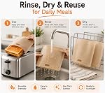 6 Pack Reusable Toaster Bags for Grilled Cheese Sandwiches, Non Stick Toast Bags 6.7 x 7.5 Inch, Heat Resistant Toastie Bags for Toaster, Oven, Microwave, Grill, Pizza, Pastries, Chicken Nuggets