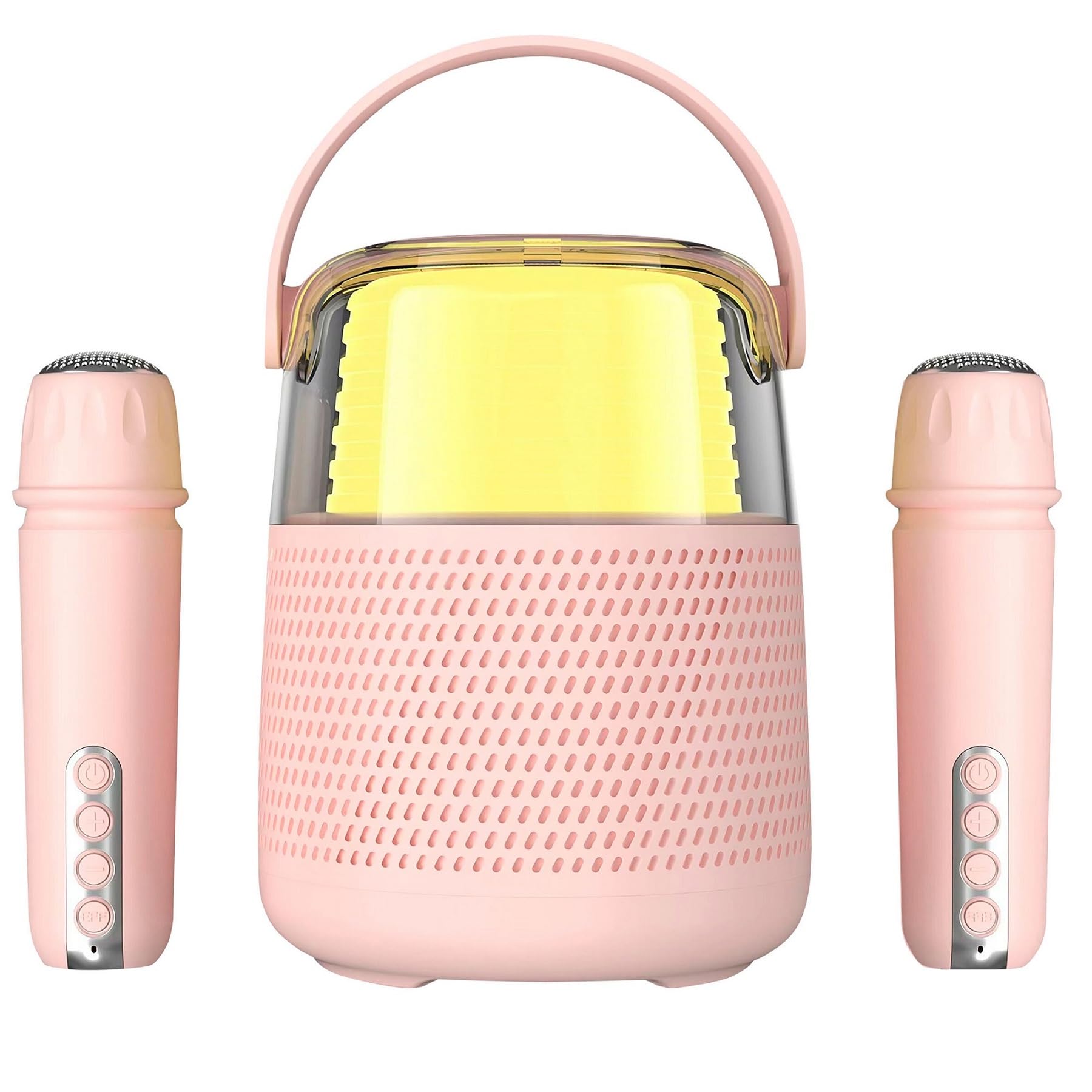 Maginon KKS-2M Karaoke Maschine mit 2 Mikrofonen Kinder Bluetooth Karaoke-Anlage Wireless Lautsprecher mit LED Lichteffekten Karaoke-Party AUX (Pink)