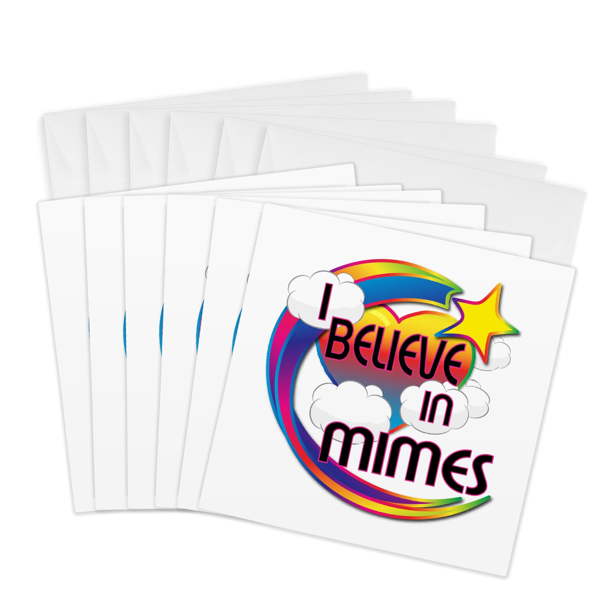 3dRose gc_166685_1 6 x 6-Inch "I Believe in Mimes Cute Believer Design" Greeting Card (Pack of 6)