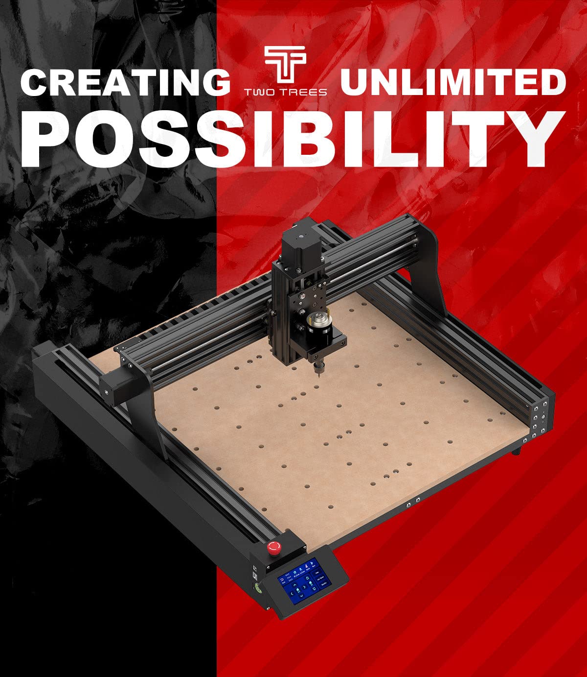 Twotrees TTC450 CNC Router 500W 3-assige machine voor het graveren en snijden van MDF, massief hout, met 4 asmodules, stofzuiger, schachtfrees Twotrees TTC450 CNC Router 500W 3-assige machine voor het graveren en snijden van MDF, massief hout, met 4 asmodules, stofzuiger, schachtfrees