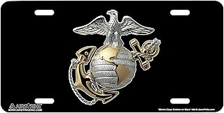 Airstrike USMC License Plate Marines License Plate-Marine Corps Emblem on Black Made in USA Metal License Plate-669