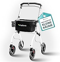 Helavo Narrow Flat Rollator - 53 cm Wide Walker for Home - Indoor Rollator with Tray and Transport Basket
