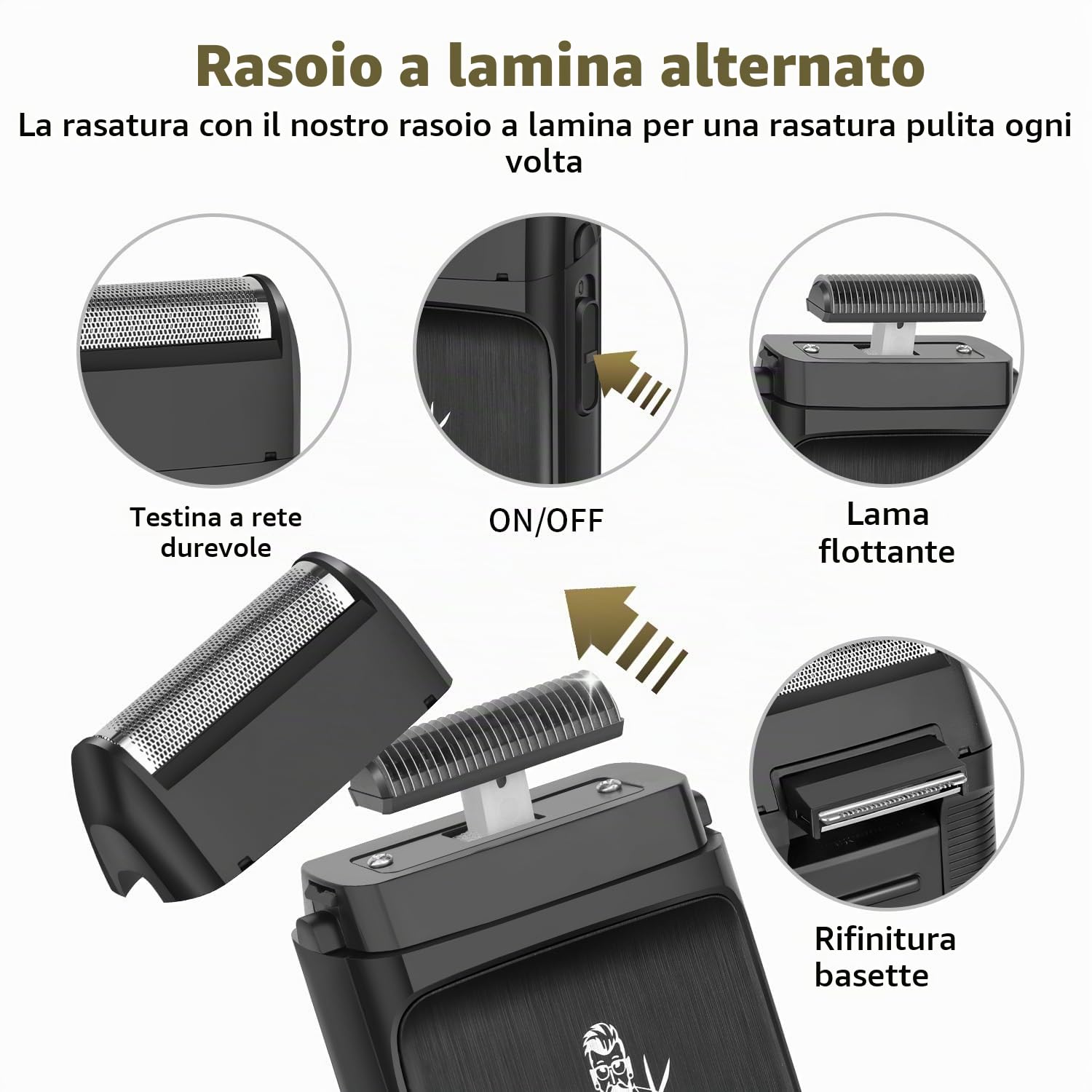 KEMEI Tagliacapelli da uomo, rasoio per barba, set di rasoi per uomo | Kit tagliacapelli senza fili per barbiere, rasoio ricaricabile