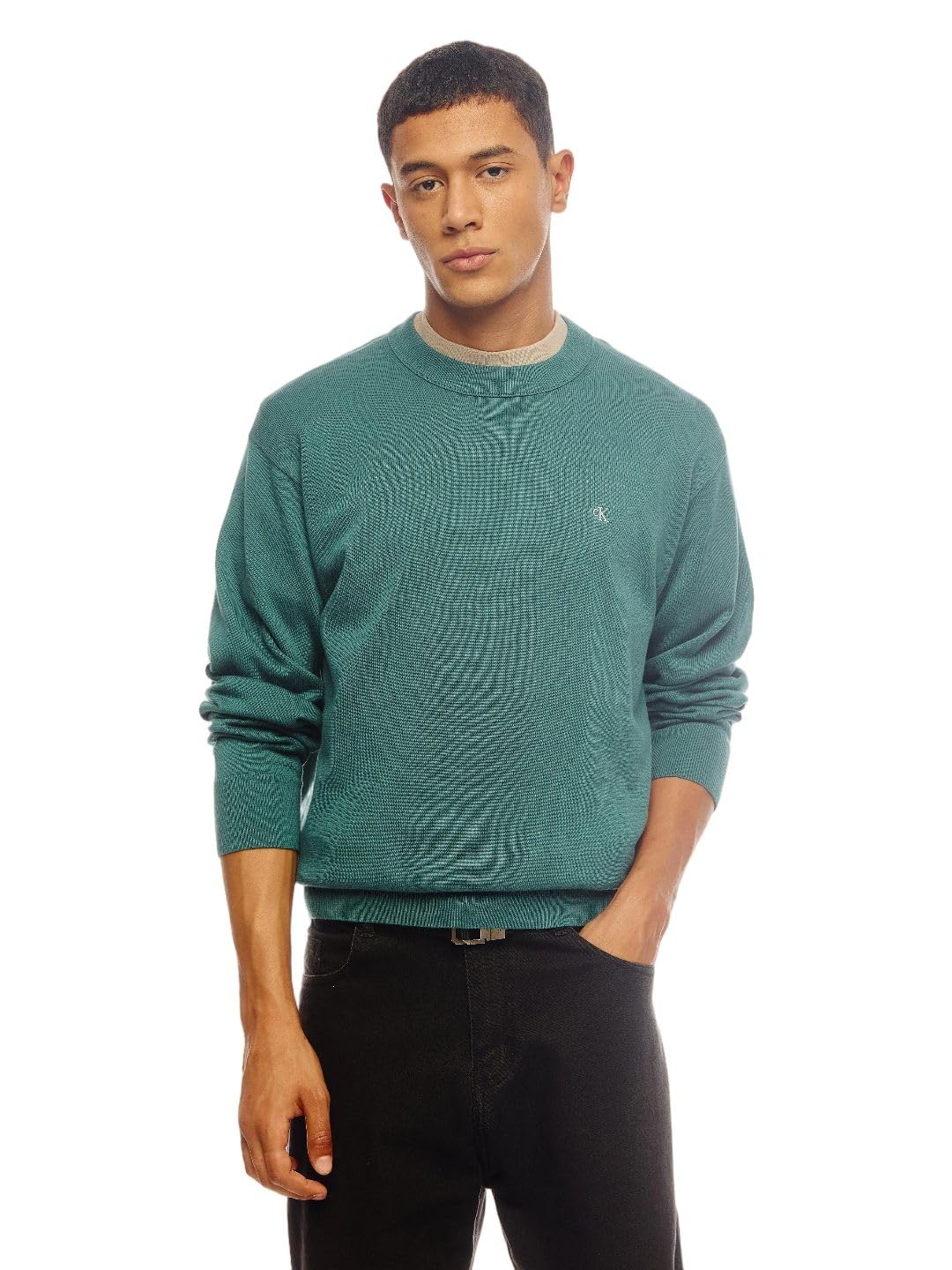 calvin klein jeans Solid Relaxed fit Cotton Sweater-picture-21