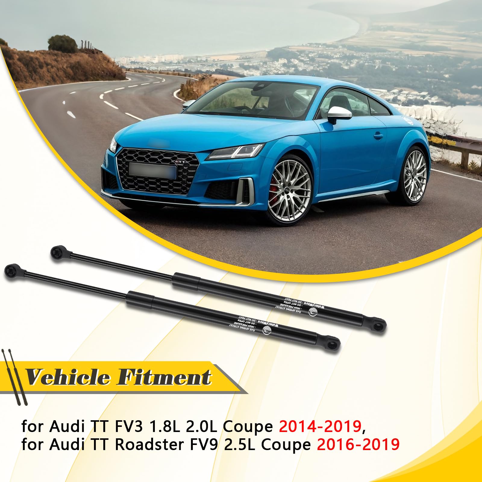 2X Pistoni Portellone Posteriore per Audi TT FV3 1.8L 2.0L Coupe 2014-2019 per Audi TT Roadster FV9 2.5L Coupe 2016-2019 Molle a Gas 650N Ammortizzatori Posteriori per#8S8827552A, 8S8827552