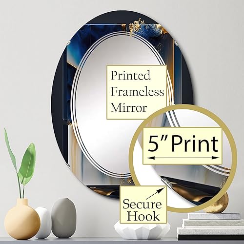 Miniatura 3 de Abstract Geode Gold and Blue Marble Shape II- Vanity Mirror, Bathroom Mirrors, Wall Mirrors for Living Room, Bedroom - Round Mirror - Large 24'x24',