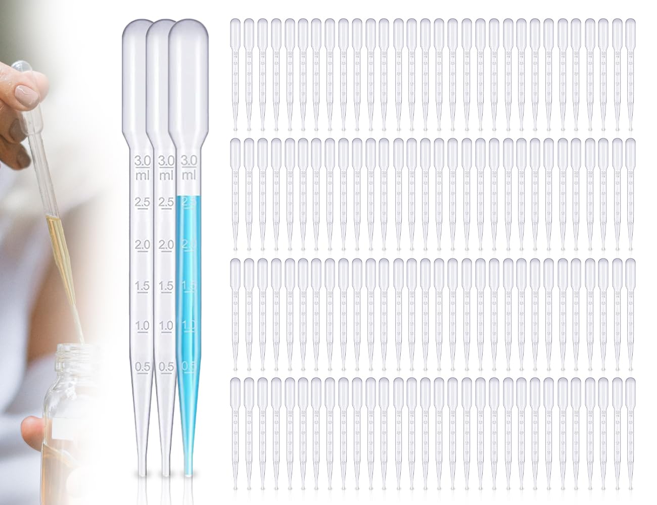 Pipette in plastica KAPSING da 3 ml con scala trasparente - Confezione da 120