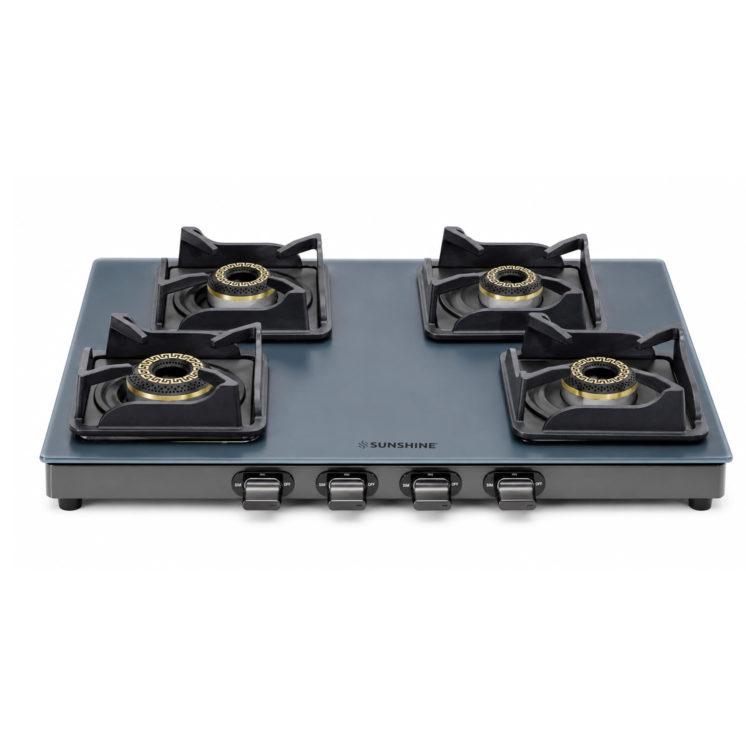 Sunshine Kyoto 4 Burner Gas Stove | Premium Dark Blue Glass Hobtop | 8D High Efficiency Brass Burners | Manual Ignition | SABAF Italian Valves | Slim Modern Design | 5 Year Glass & Burner Warranty-image-15